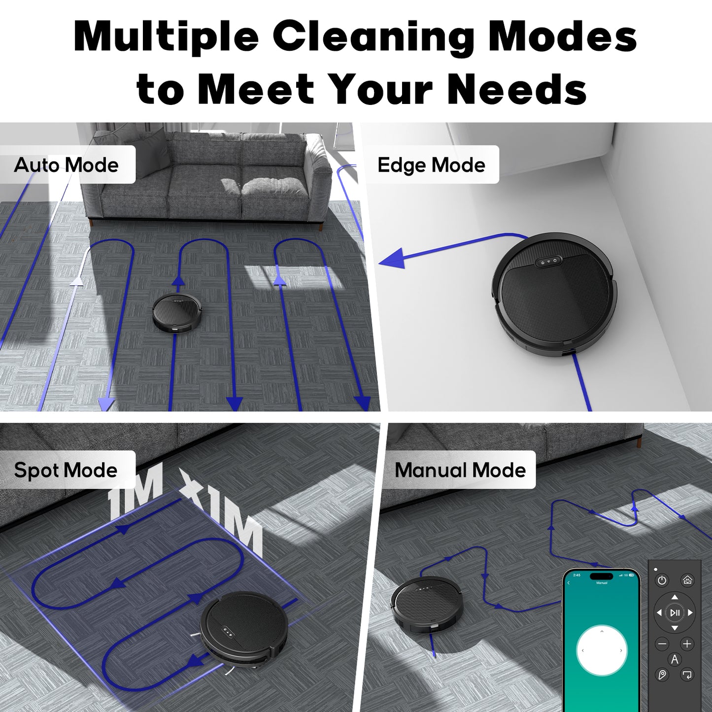 Robot Vacuum And Mop, 3 In 1 Combo Cleaner For Home With Pet Hair And Hard Floor, 5000Pa Suction, 120 Mins Run Time,Self-Charging,Super Thin Body